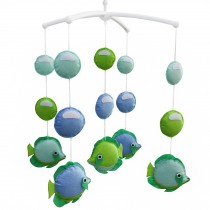 Baby Crib Mobile Infant Room Nursery Bed Decor Hanging Toy Musical Mobile for Boys Girls, Green and Blue Ocean Fishes