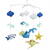 Ocean Baby Crib Mobile Infant Toy Baby Nursery Mobile Hanging Bed Decor for Boys Girls Baby Shower, Blue and Yellow Manta Ray