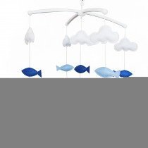 Handmade Cute Baby Crib Mobile Bed Bell Musical Mobile Hanging Nursery Decor, Blue Lighthouse and Dolphin