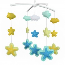 Ocean World Handmade Baby Crib Mobile Hanging Nursery Decor Bed Bell Musical Mobile, Yellow and Blue Starfish
