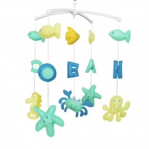 Handmade Cute Musical Mobile Hanging Kids Room Nursery Decor Baby Mobile for Crib, Yellow and Blue Ocean World