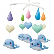 Handmade Baby Crib Mobile Baby Musical Mobile Kids Room Nursery Decor Baby Shower Gift, Blue Cute Whales