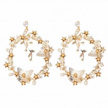 Dangle Hoop Earrings Gold Color Big Hoop Women Dangle Earring Women Wedding Stud Earrings,1 Pair