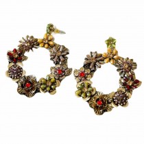 Vintage Dangle Hoop Earrings Bridal Wedding Rhinestone Big Circle Stud Earrings for Women, 1 Pair