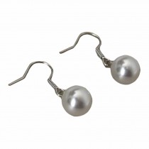 Simple Beads Rhinestone Dangle Earrings Round Ball Drop Earrings White, 10 Pairs