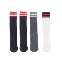 4 Pairs Stripe Children Socks Boys&Girls Long Stockings For Spring Kids Socks 35cm, C