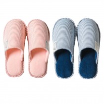 2 Pairs Winter Warm Slippers Cozy Cotton House Slippers Coral Fleece Couples Shoes, Pink and Blue