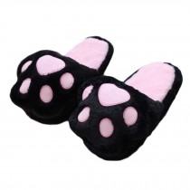 Cute Cat Paw Slippers Women Winter Warm Slippers Bear Paw Plush Slippers, Black