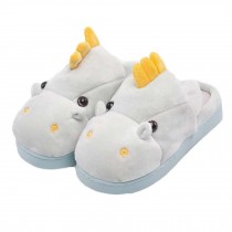 Cute Hippo Plush Slippers Kids Winter Warm Slippers, Blue