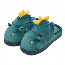Cute Hippo Plush Slippers Kids Indoor Outdoor Winter Warm Slippers, Dark Green