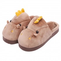 Boys Girls Cute Hippo Plush Slippers Indoor Slippers for Kids Winter Warm, Brown