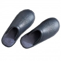 PU Men Slippers Winter Warm Slippers Indoor Outdoor House Shoes, Dark Grey