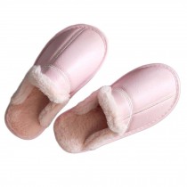 Women PU Winter Slippers Warm Plush House Slippers, Pink