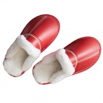 PU Women Winter Warm Slippers Plush Home Slippers, Red