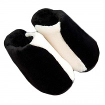 Black and White Winter Warm Slippers Plush Slippers Indoor Outdoor House Shoes for Men Women