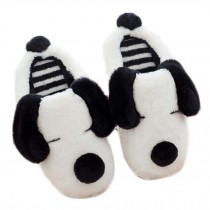 Women Warm Winter Slippers Cute Dog Plush House Slippers Soft Indoor Outdoor Home Slippers
