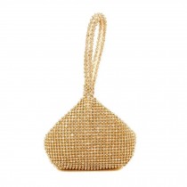 Triangle Full Rhinestones Women's Evening Clutch Bag Ladies Small Handbag, Golden
