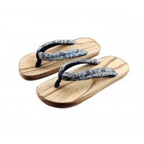 Mens Japanese Wooden Clogs Sandals Japan Traditional Wide Sole Flat Shoes Grey Non-slip Geta