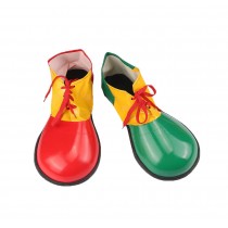 Artificial Leather Clown Shoes Pretend Games Shoes For Adults Party Clown Costume Supplies, Green and Red