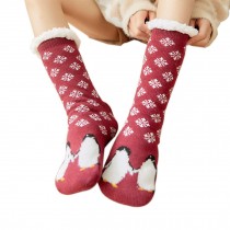 Womens Warm Soft Thick Knit Christmas Sock Cute Snowflake Penguin Fuzzy Cozy Slipper Socks