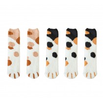 5 Pack Cute Cat Claw Design Plush Cozy Slipper Sock for Womens Winter Indoor
