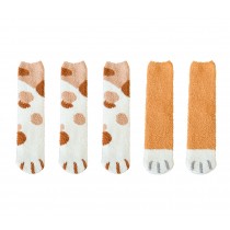 5 Pack Colorful Cute Cat Claw Design Plush Cozy Slipper Sock for Womens Winter Indoor