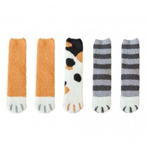 5 Pack Cute Cat Claw Design Cozy Plush Slipper Sock for Womens Winter Indoor Warm