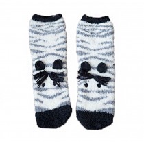 2 Pack Cute Zebra Soft Warm Plush Cozy Slipper Socks for Womens Winter Indoor