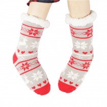 Womens Snowflakes And Fawn Thick Warm Fuzzy Cozy Slipper Socks for Christmas Womens Winter Warm