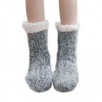 Pure Color Thick Warm Fuzzy Cozy Slipper Socks for Christmas Womens Winter Warm, Black
