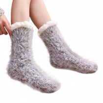 Pure Color Thick Warm Fuzzy Cozy Slipper Socks for Christmas Womens Winter Warm, Purple Red