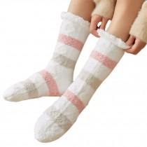 Womens Soft Cozy Fuzzy Thick Slipper Socks for Christmas Gift Winter Indoor Warm, Pink Stripes