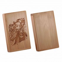 Chinese Style Wooden Cigarette Case Holder Bamboo Pocket Magnetic Cigarette Case, For 20 Thin Cigarettes Use, Guan Yu