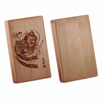 Chinese Cigarette Holder Case Wood Box Handcrafted Wooden Cigarette Case, For 20 Thin Cigarettes Use, the God of Wealth