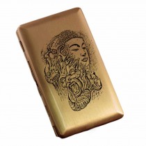 Copper Brass Metal Cigarette Case Holder Box Card Case Slim Portable Cigarette Box, Kind and Evil