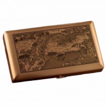 Chinese Painting Copper Brass Metal Cigarette Case Holder Box Card Case Slim Portable Cigarette Box