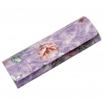 Spectacle Case Box Clamshell Hard Eyeglass Case Portable PU Leather, Purple Flower