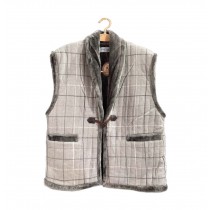 [L Size] Men's Winter Warm Vest Flannel Japanese Style Outerware Indoor/Outdoor Waistcoat, #6