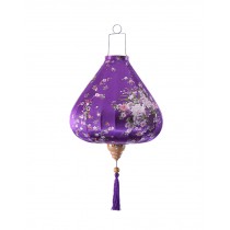 Painted Chinese Cloth Lantern Traditional Purple Flowers Home Garden Hanging Decorative Lampshade 16"