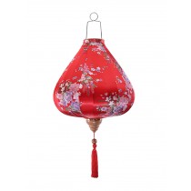 Chinese Cloth Lantern Painted Red Flowers Traditional Home Garden Hanging Decorative Lampshade 16"