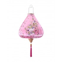 Chinese Cloth Lantern Painted Pink Flowers Traditional Home Garden Hanging Decorative Lampshade 16"