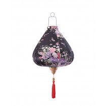 Chinese Cloth Lantern Painted Black Flowers Creative Home Garden Hanging Decorative Lampshade 16"