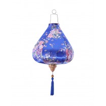 Chinese Cloth Lantern Painted Blue Flowers Creative Home Garden Hanging Decorative Lampshade 16"