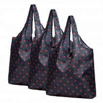 Red Dots - 3 Pieces Reusable Grocery Bags Foldable Boutique Shopping Bags Portable Merchandise Tote Bags Gift Bags