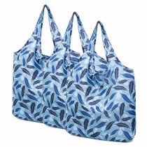 Blue Feather - 3 Pieces Reusable Grocery Bags Foldable Boutique Shopping Bags Portable Merchandise Tote Bags Gift Bags