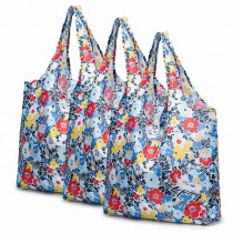 Flower - 3 Pieces Reusable Grocery Bags Foldable Boutique Shopping Bags Portable Merchandise Tote Bags Gift Bags