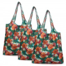 Flower - 3 Pieces Reusable Grocery Bags Foldable Boutique Shopping Bags Portable Storage Bag Carry Bags