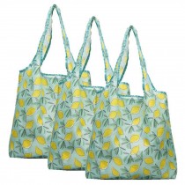 Lemon - 3 Pieces Reusable Grocery Bags Foldable Boutique Shopping Bags Portable Tote Bags Carry Bags