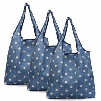 Blue - 3 Pieces Reusable Grocery Bags Foldable Boutique Shopping Bags Portable Tote Bags Carry Bags