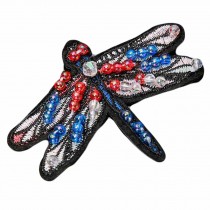 3 Pcs Colorful Dragonfly Embroidered Applique 3D DIY Beaded Rhinestone Applique Handmade Patches for T-shirt